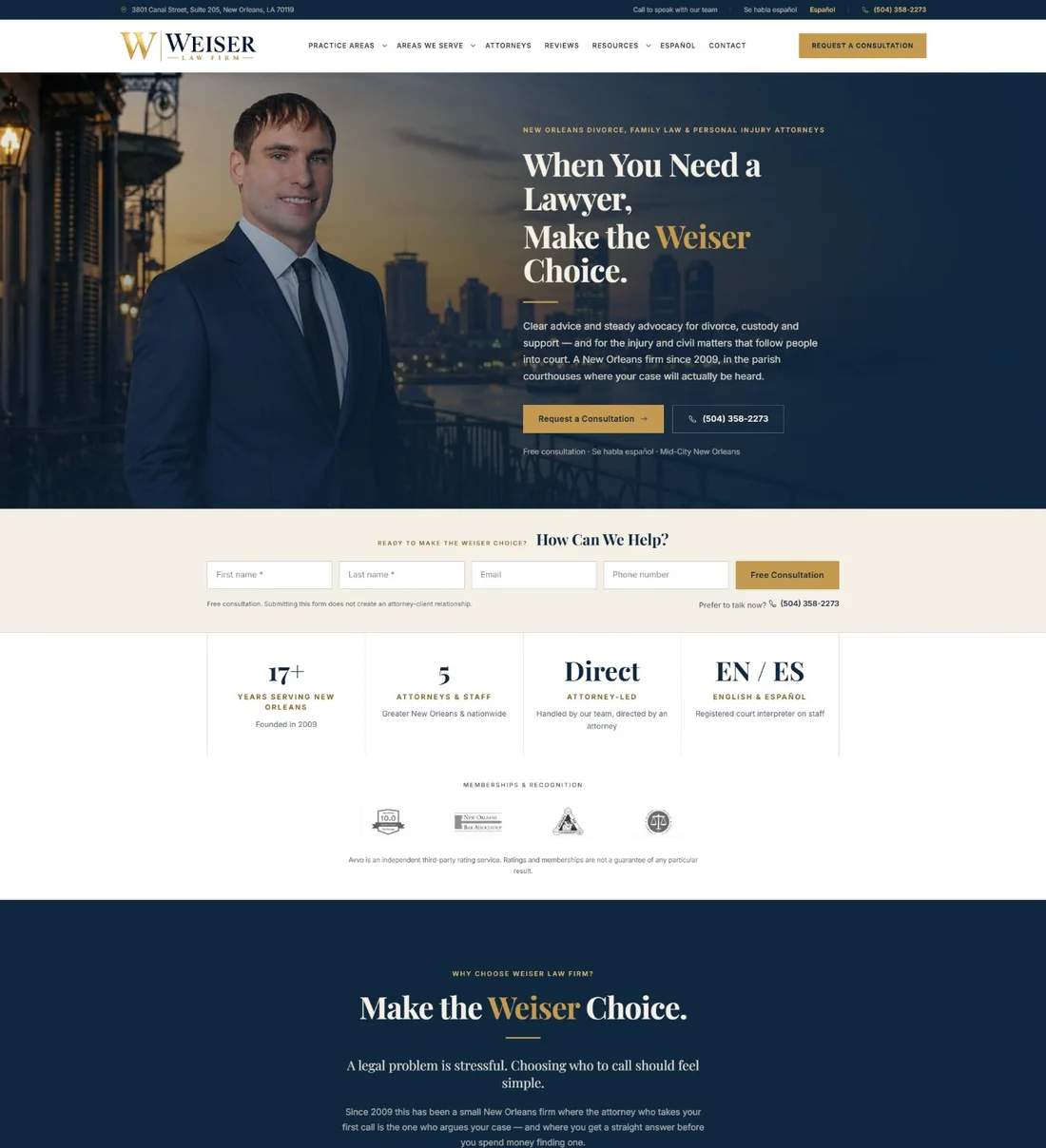 The Weiser Law Firm website we built
